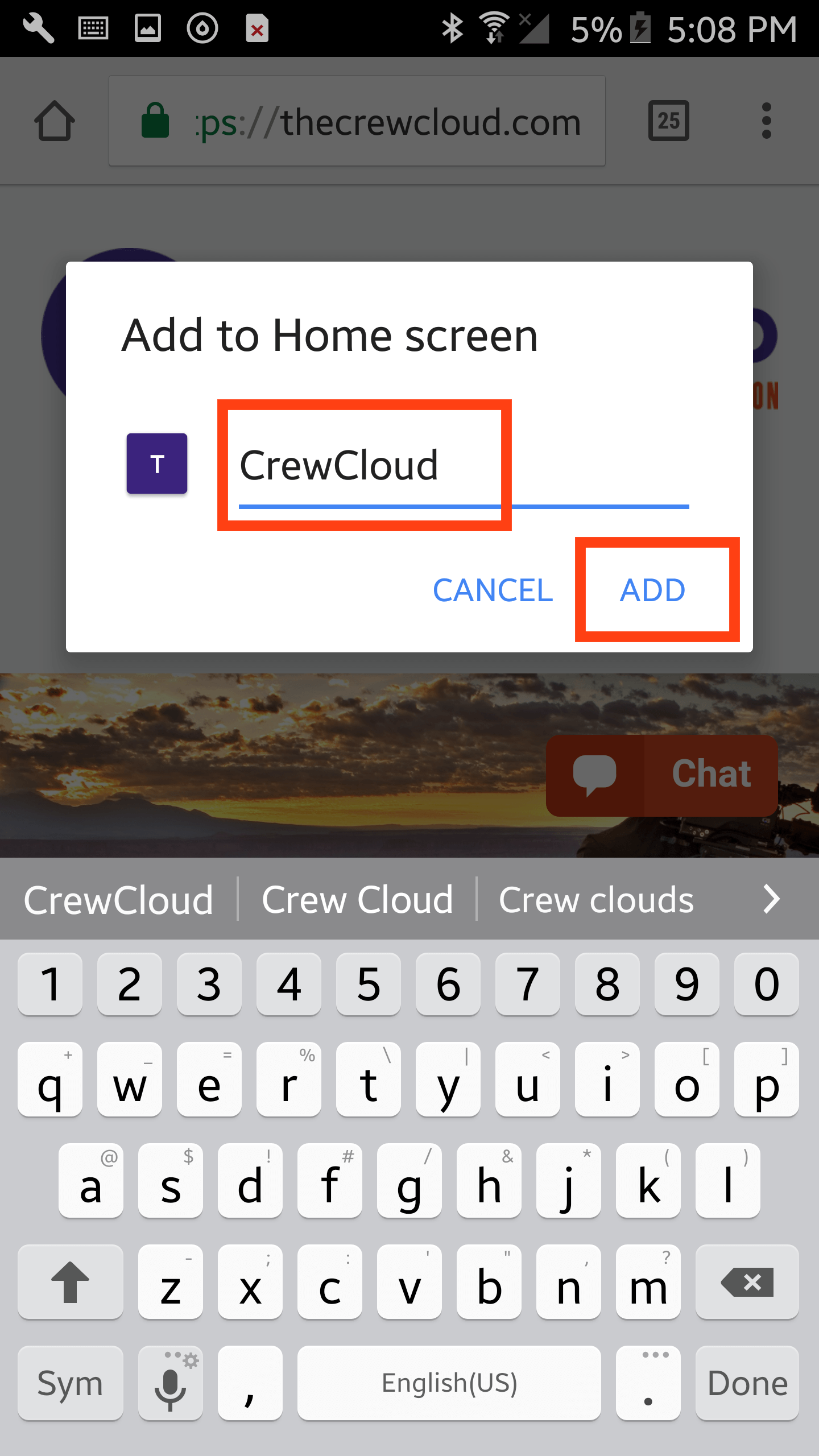 Apple Android CrewCloud shortcut